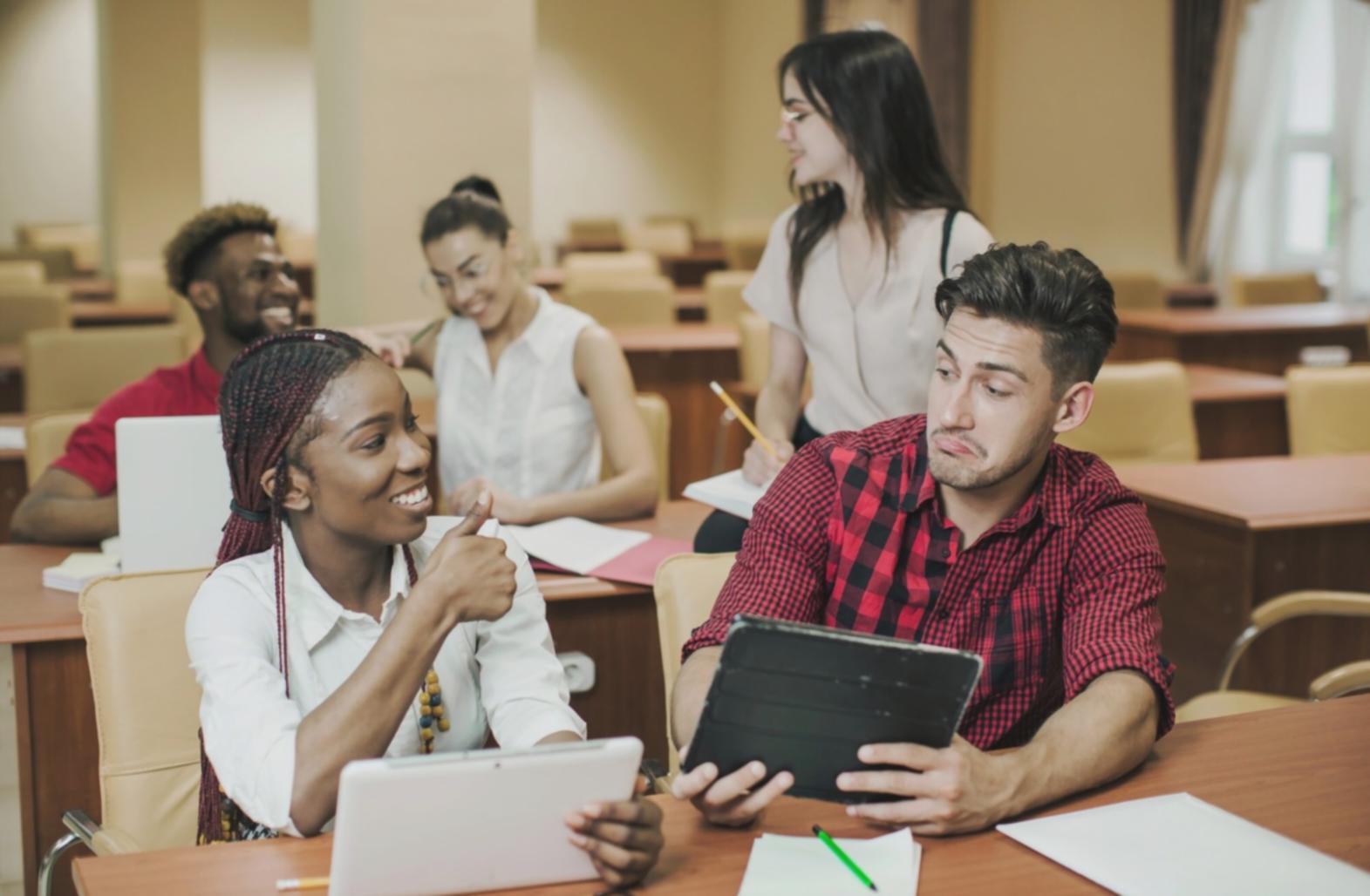 Financial analysis workspace with documents and charts